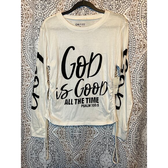 Christian Long Sleeve Top With Bible Verses God Is Good Psalm 100:5 & Matthew 19 - Picture 2 of 9